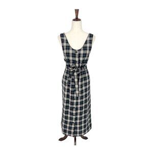 Almasoyllon Plaid Front Button Up Dress | Medium